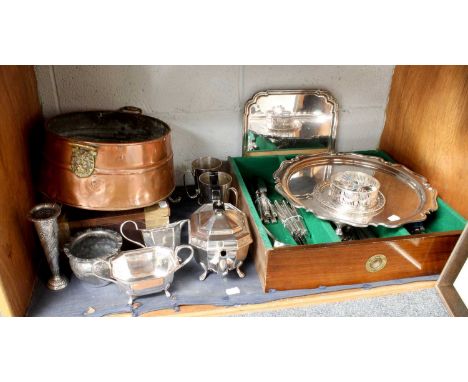 A Collection of Assorted Silver and Silver Plate, the silver including eleven coffee spoons, a victorian silver vase and a co