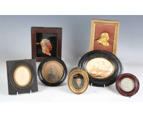 A selection of 19th century and later photograph frames, including an ormolu frame with fleur-de-lis surmount, 16cm x 11.5cm,