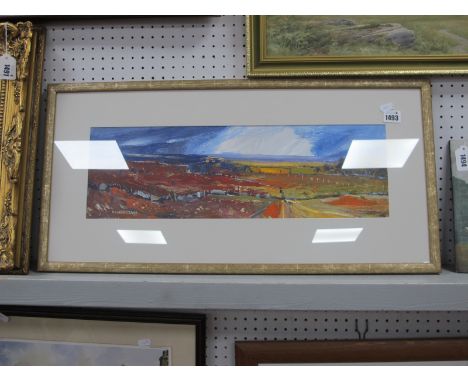Richard Clare (b.1964) 'The Light Beyond', oil, signed lower left, label verso 16.5 x 53.5cm.