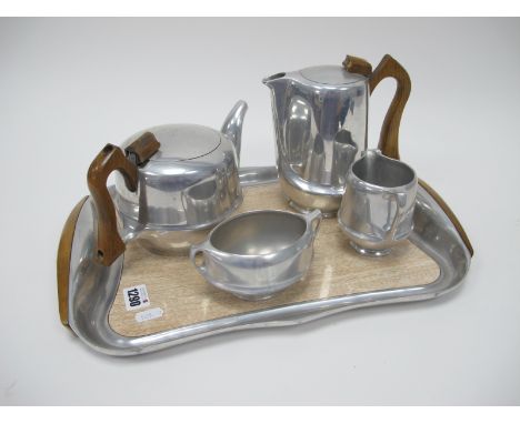 Picquot Ware Four Piece Aluminium Tea Service, together with matching tray.