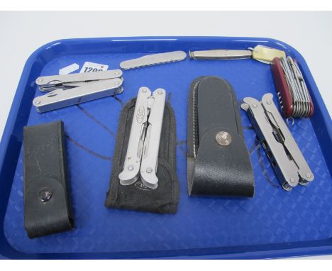 Pocket Knives, include multi-blade, multi tools DSL, Swiss Army style. (6)