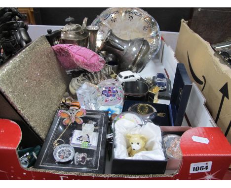 Plated Teapot, model vehicles, Selkirk glass paperweight, etc:- One Box.