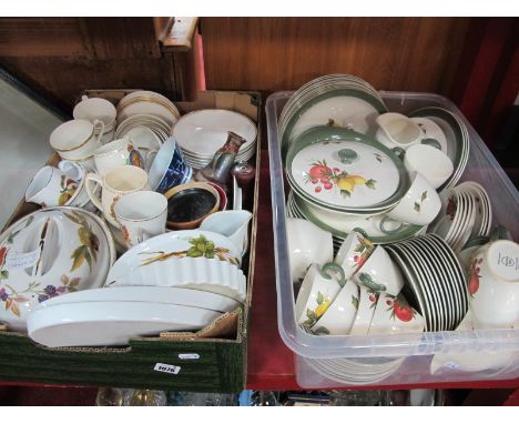 Wedgwood 'Covent Garden', Royal Doulton 'Gold Concord' and Royal Worcester 'Evesham' dinner ware, etc:- Two Boxes.