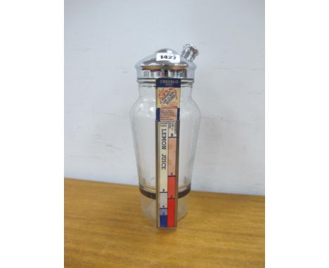Cheeri-o Export Glass cocktail Shaker, with chrome lid, and recipe cards to clip.