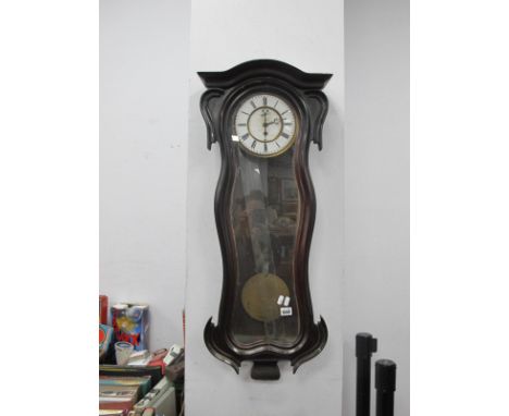 J Symons of Launceston XIX Century Viennese Wall Clock, with Roman numerals to white enamel dial (damages).