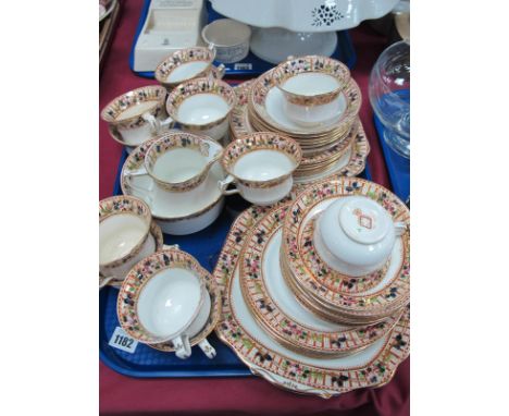 Diamond China Edwardian Tea Service, of forty pieces, 7482 floral pattern.
