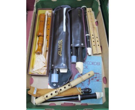 Five Aulos Records, Adler recorder, two others plus booklet.