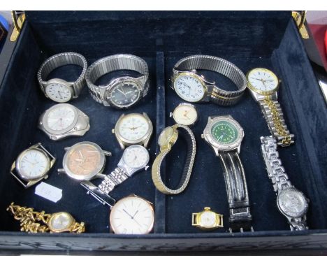 Watches - Battery to include Sekonda, Cyma, Berge, Swiss Army, Next. (16) plus box.