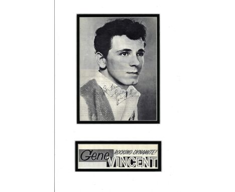 Music Gene Vincent signed mounted photo (1935-1971) ) 1950s Rock And Roll Singer Signed 11x17 Double Mounted Vintage Picture.