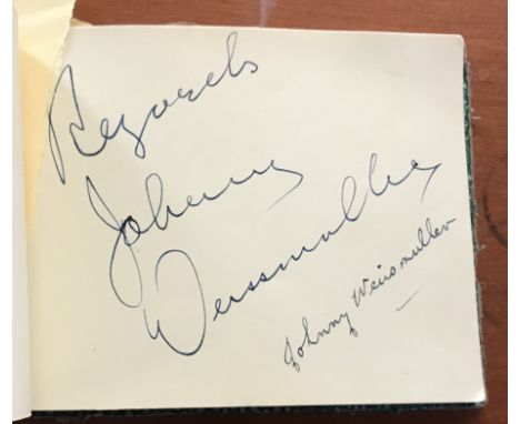 Vintage autograph album with over 30 celebrity autographs inc Gene Kelly, Nigel Patrick, Larry Adler, Michael Rennie, Joan Gr