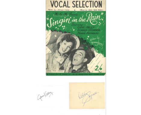 Gene Kelly (1912-1996) &amp; Debbie Reynolds (1932-2016) Hollywood Legends Signed Vintage Album Page &amp; Card With Singin' 