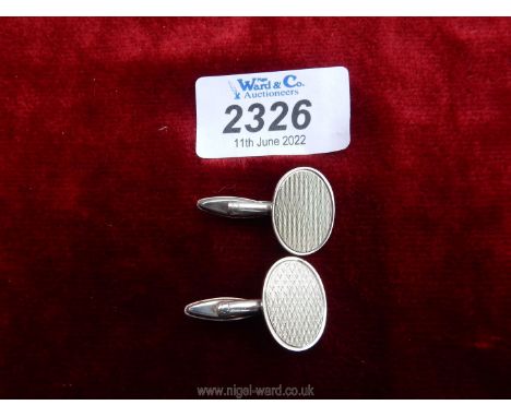 A pair of silver Cufflinks with hallmarks for Birmingham by S.J. R