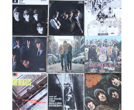 A collection of various LP records to include The Beatles "Please Please Me", "With The Beatles", "Rubber Soul" (x 2), "Revol