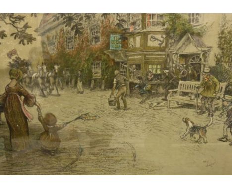 AFTER CECIL ALDIN "The Valentine", coloured print, signed in pencil, bears label verso, together with a set of four prints of
