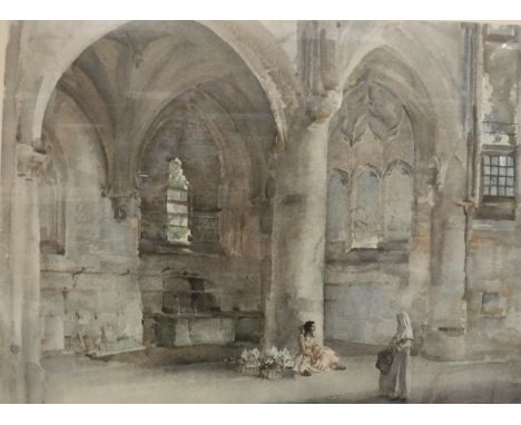 AFTER SIR WILLIAM RUSSEL FLINT "Flower seller" colour print signed in pencil lower right published by Frost and Reed 1961