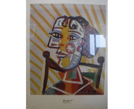 AFTER PICASSO "Femme à la Resille", framed print