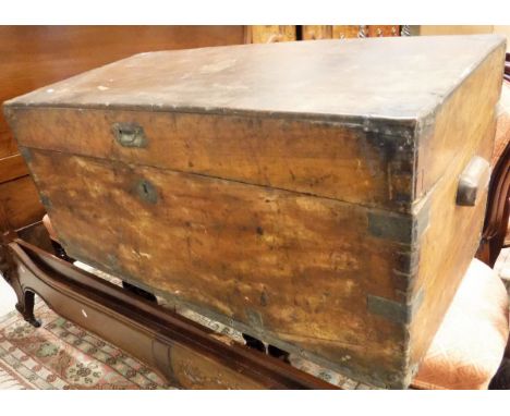 A 19th Century brass-bound camphor wood trunk