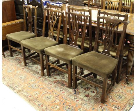 A set of three late 18th / early 19th Century provincial Chippendale style dining chairs and a fourth similar