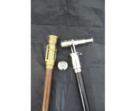 A brass telescope inscribed "Victorian Marine Telescope W Ottway &amp; Co. Limited Ealing London 1915", together with two wal