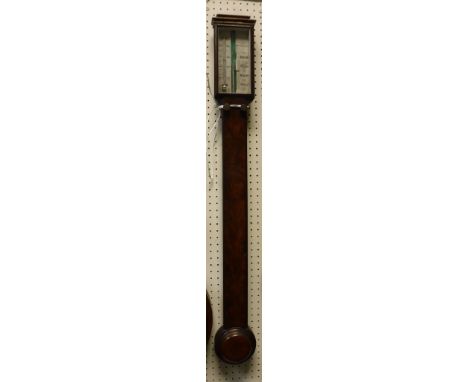 A 19th Century mahogany cased stick barometer with mercury thermometer and barometer, the ivory dial inscribed "Hewitson of N