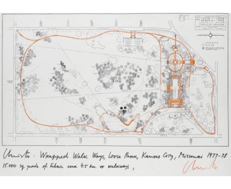 Christo (d. i. Chr. Javacheff).  (1935 Gabrovo/Bulgarien - 2020 New York). Wrapped Walk Ways, Loose Park, Kansas City, Missou