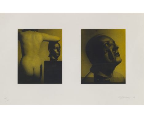 Zeitgenössische Kunst Urs Lüthi (1947 Kriens)o.T. (Akt mit Büste + Kopf mit Büste). 1990. 2 Darstellungen auf einem Blatt. Je