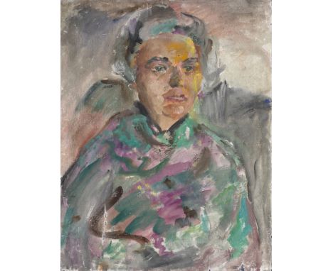 Lou Albert-Lasard.  (1885 Metz - 1969 Paris). Selbstportrait. Vermutlich 1950er Jahre. Aquarell auf weiÃŸen Grund und auf bla