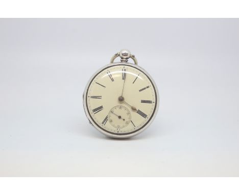 A Victorian, gent's, key-wind, silver-cased, open-faced, fusÃ©e pocket watch by Joseph Harris, Manchester, black Roman numera