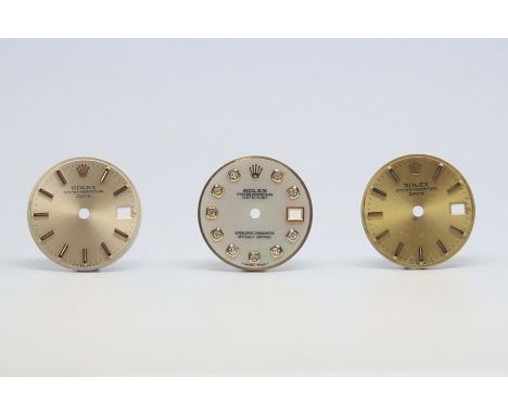 3x Ladies Rolex dials including; mother of pearl diamond dot Date Just, 2x Date dials