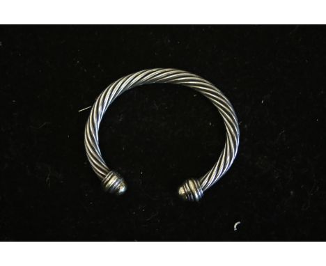 David Yurman cuff bangle in silver and 14ct gold