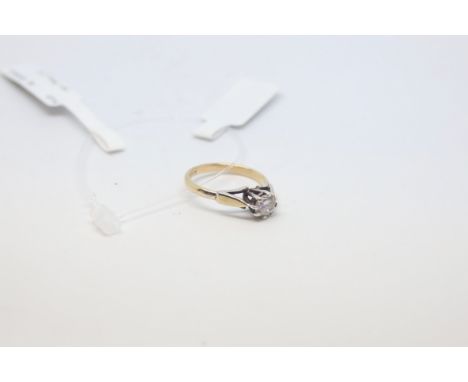 Single stone paste ring in yellow and white metal stamped silver and 9ct