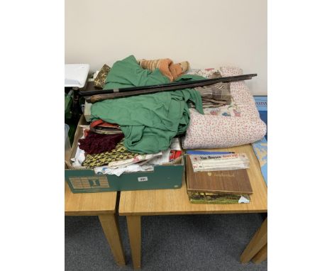 PATCH WORK QUILT, DRUID ROBES, BOXED HANDKERCHIEF BED LINEN ETC