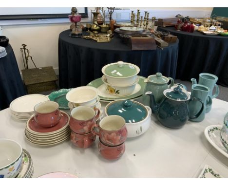 PART POOLE COFFEE SET, DENBY WARE, WEDGWOOD PLATE, WEDGWOOD SERVING DISHES ECT. APPROX 35 PIECES