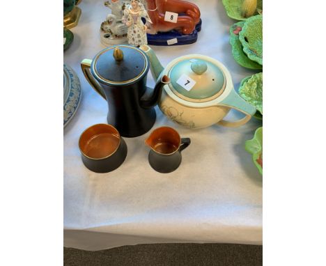 SUZIE COOPER TEAPOT, CARLOTNWEAR COFFEE POT , MILK &amp; SUGAR