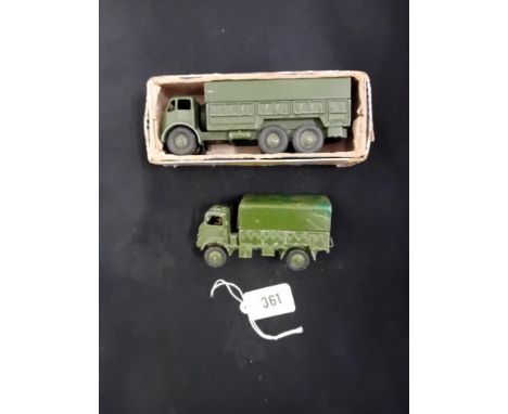 DINKY 622 AT RUNTUN ARMY TRUCK IN BOX TOGETHER WITH ANOTHER DINKY ARMY TRUCK