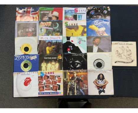 21 VARIOUS SINGLES TO INCLUDE THE WHO, ROLLING STONES, SLADE, STEVE MILLER BAND &amp; SUPERTRAMP