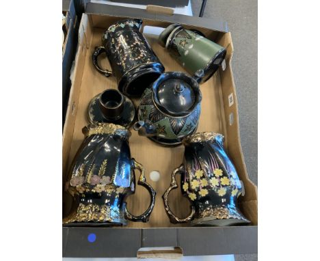 COLLECTION OF JACKFIELD POTTERY, JUGS, TEAPOT ETC.