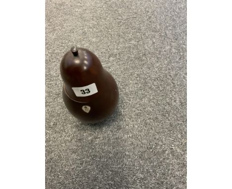 REPRODUCTION WOODEN TEA CADDY IN SHAPE OF A PEAR