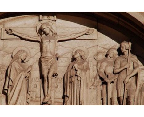 An Esmond Burton (1886-1964) original plaster Maquette of Jesus on the Cross from the clay model. 190 cm High by 120 cm  The 