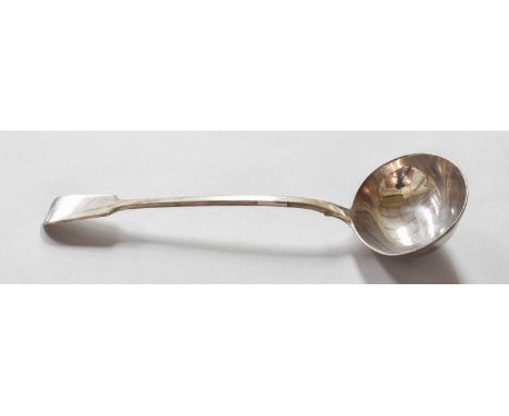 A Victorian Silver Soup-Ladle, by John Aldwinckle and Thomas Slater, London, 1889, Fiddle pattern and with oval bowl, 34.5cm 