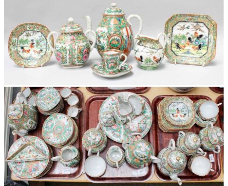 A Large Quantity of Cantonese Export Porcelain, first half 20th century, mainly teawares (three trays)Most pieces in generall