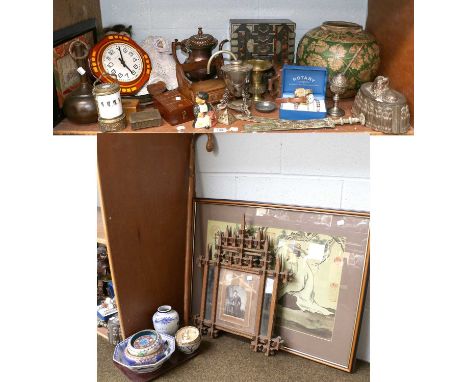 Miscellaneous Items Including, Victorian coppr jelly mould, archaic style Oriental sword, Japanese table top cabinet, bisque 