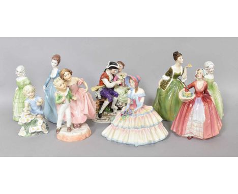 A Group of Royal Worcester, Royal Doulton and other china figures
