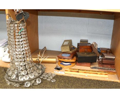A Georgian Mahogany Small Tea Caddy, a Russian lacquer box and cover, a mahogany cased drawing set, a book slide, a silver mo