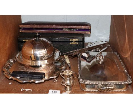 A Collection of Assorted Silver and Silver Plate, the silver including a George III silver meat-skewer, maker's mark ?L only,