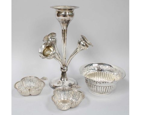 A Collection of Assorted Silver, comprising a sugar-bowl, the lower body part-fluted and with a foliage scroll and swag borde