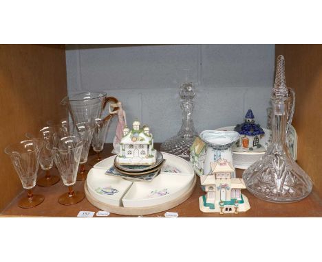 Three Royal Doulton Figures, drinks set Poole Pottery