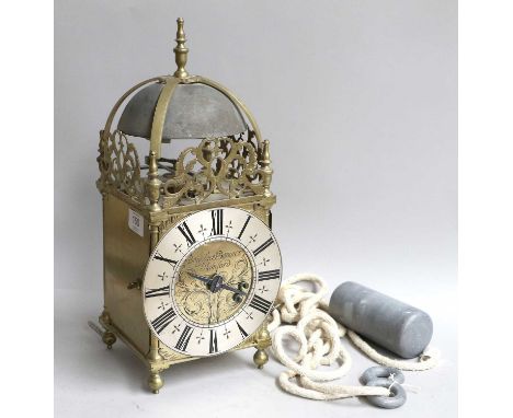 A Late 17th Century Style Striking Lantern Clock, dial bearing a later inscription Bonyface Biwater StamfordThis clock has a 