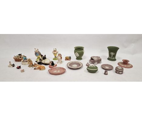 Quantity Wedgwood green, purple and pink jasperware, Royal Albert Beatrix Potter figures including Piggling Bland, Walt Disne
