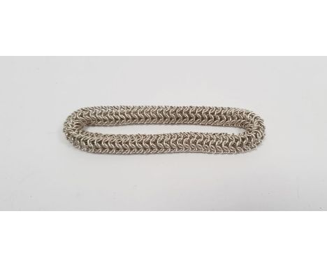 Silver mesh chainmail-style bangle, 1.2oz